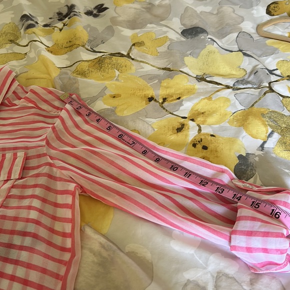 PASSPORT | SHEER BUTTON DOWN | MED | PINK AND WHITE - Picture 8 of 9